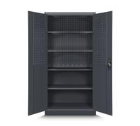 Jan Nowak Armoire à outils Armoire d'atelier Armoire de garage Armoire universelle Armoire de stockage Revêtement époxy Portes battantes Tôle d'acier 180x90x50cm anthracite