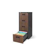 Jan Nowak Armoire Classeur pour Dossiers avec 4 Tiroirs Armoire de Bureau Metallique Revêtement en Poudre Tôle d'acier 132 cm x 46 cm x 62 cm (Anthracite/Imitation Bois)