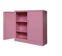 Jan Nowak Armoire de Bureau C001B Metallique revêtement en Poudre Portes battantes verrouillable 92,5 x 90 x 40 cm (Rose)