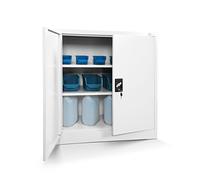 Jan Nowak Armoire de Bureau C001B Metallique revêtement en Poudre Portes battantes verrouillable 92,5 cm x 90 cm x 40 cm (Blanc)