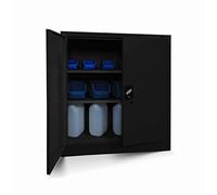 Jan Nowak Armoire de Bureau C001B Metallique revêtement en Poudre Portes battantes verrouillable 92,5 cm x 90 cm x 40 cm (Noir)