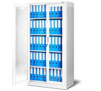 Jan Nowak Armoire de Bureau C012 Armoire métallique de Rangement Vitrine 4 étagères Acier verrouillable (Blanc)