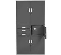 Jan Nowak Armoire de Bureau C018S II Métallique Coffre-Fort Compartiment Secret Portes battantes Tiroirs Revêtement par Poudre Tôle d'acier 185 cm x 90 cm x 40 cm (Anthracite)