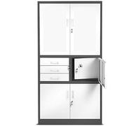 Jan Nowak Armoire de Bureau C018S II Métallique Coffre-Fort Compartiment Secret Portes battantes Tiroirs Revêtement par Poudre Tôle d'acier 185 cm x 90 cm x 40 cm (Anthracite/Blanc)