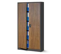 Jan Nowak Armoire de Bureau métallique 4 étagères tôle d'acier revêtement en Poudre 185 cm x 90 cm x 40 cm (Anthracite/Imitation Bois)