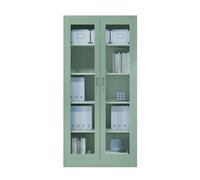 Jan Nowak Armoire de Bureau Metallique 185 x 90 x 40 cm | Etagères Réglables en Hauteur, 2 Clés Incluses | Etagère en Acier Robuste avec Portes en Verre pour Le Rangement | Vert Pastel