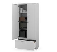 Jan Nowak Armoire de Bureau Métallique 195x90x40 cm avec Tiroir 40 cm Megan Armoire de Rangement Métal Verrouillable avec Étagères Réglables pour Bureau Atelier Archives Gris