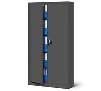 Jan Nowak Armoire de Bureau métallique 4 étagères tôle d'acier revêtement en Poudre 185 cm x 90 cm x 40 cm (Anthracite)