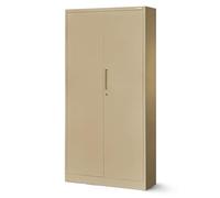 Jan Nowak Armoire de Bureau métallique 4 étagères tôle d'acier revêtement en Poudre 185 cm x 90 cm x 40 cm (Beige)