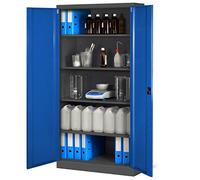 Jan Nowak Armoire de Bureau Métallique 4 étagères tôle d'acier revêtement en Poudre 195 cm x 90 cm x 40 cm (Anthracite/Bleu)