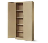 Jan Nowak Armoire de Bureau Métallique 4 étagères tôle d'acier revêtement en Poudre 195 cm x 90 cm x 40 cm (Beige)