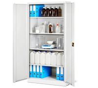 Armoire de Bureau Métallique C001H Verrouillable 4 étagères revêtement en poudre 195 cm x 90 cm x 40 cm Blanc