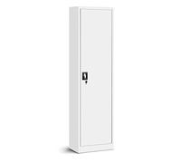 Jan Nowak Armoire de Bureau Métallique C001A 4 Etagères Tôle d'acier Portes Battantes Verrouillable 185 cm x 45 cm x 40 cm (Blanc)