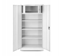 Jan Nowak Armoire de Bureau Métallique C001D avec Compartiment Secret Tôle d'acier Revêtement en Poudre 185 cm x 90 cm x 45 cm (Blanc)