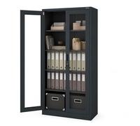 Jan Nowak Armoire de Bureau Métallique Vitrée Verrouillable 185x90x40 cm