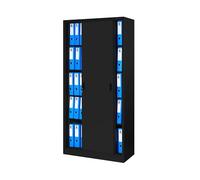 Jan Nowak Armoire de Bureau SD001 Armoire Métallique à Portes coulissantes tôle d'acier étagères revêtement en Poudre verrouillable 185 cm x 90 cm x 40 cm Noir