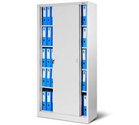 Armoire de Bureau SD001 Armoire Métallique à Portes coulissantes tôle d'acier étagères 185 cm x 90 cm x 40 cm (Gris)