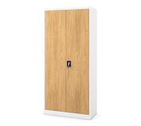 Jan Nowak Armoire Métallique De Bureau 90 x 195 x 40 cm Armoire de Rangement Documents Archives étagères réglables Serrure à clé Blanc chêne doré