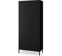 Jan Nowak Armoire métallique penderie 2 portes Flavio étagères penderie fermeture magnétique silencieuse spacieuse, 80 x 185 x 45 cm, noir