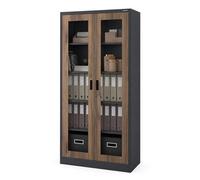 Jan Nowak Armoire Métallique Vitrée De Bureau, Vitrine De Rangement avec Serrure, Armoire Archives pour Classeurs A4, Portes en Verre Trempé, 4 Étagères Réglables, 185 x 90 x 40 cm