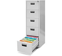 Jan Nowak Armoire pour Dossiers Suspendus Métallique avec 5 Tiroirs Revêtement en Poudre Tôle d'acier 162 cm x 46 cm x 62 cm (Gris)