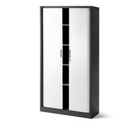 Jan Nowak Armoire Rideaux de Bureau métallique 4 étagères Porte roulante tôle d'acier verrouillable 185 cm x 90 cm x 45 cm (Anthracite/Blanc)