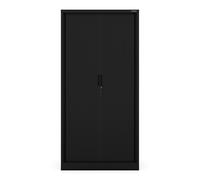 Jan Nowak Armoire Rideaux de Bureau métallique 4 étagères Porte roulante tôle d'acier verrouillable 185 cm x 90 cm x 45 cm Noir