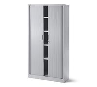 Jan Nowak Armoire Rideaux de Bureau métallique 4 étagères Porte roulante tôle d'acier verrouillable 185 cm x 90 cm x 45 cm (Gris)