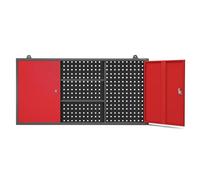 Jan Nowak Armoire Suspendue à Outils - Armoire d'atelier - en métal - 2 étagères réglables - 2 Compartiments - 120 cm x 60 cm x 20 cm (Anthracite-Rouge)
