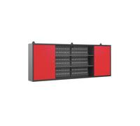 Jan Nowak Armoire Suspendue à Outils - Armoire d'atelier Metallique - en métal - 2 étagères réglables - 2 Compartiments - 160 cm x 60 cm x 20 cm (Anthracite-Rouge)