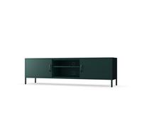 Jan Nowak Armoire TV ROSARIA Armoire TV Board pour salon Table TV métallique avec portes et compartiment ouvert 170 x 50 x 40 cm Vert bouteille