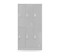 Jan Nowak Armoire Vestiaire 3B2A Casier Metallique 6 Compartiments Revêtement en Poudre 150 cm x 90 cm x 45 cm Gris