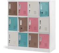 Jan Nowak Armoire vestiaire 4B3A Casier Metallique 12 Compartiments Revêtement en Poudre 120 cm x 110 cm x 45 cm (Couleurs Pastel)