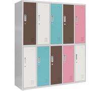 Jan Nowak Armoire Vestiaire 5B2AS Casier Metallique 10 Compartiments revêtement en Poudre 150 cm x 136 cm x 45 cm (Couleurs Pastel)