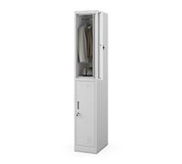 Jan Nowak Armoire vestiaire métallique 2 casiers verrouillables avec Tringle Ventilation Acier Robuste Rangement vêtements 185 x 32 x 45 cm