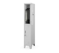 Jan Nowak Armoire Vestiaire Métallique 2 casiers verrouillables Tringle Ventilation Armoire de Rangement Professionnelle 30 x 172 x 45 cm Gris