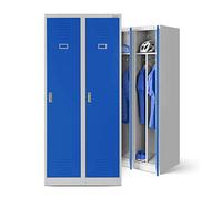 Jan Nowak Armoire Vestiaire Metallique 2B1A Casier en Métal 2 Compartiments cloison Revêtement en Poudre 180 cm x 80 cm x 50 cm (Gris/Bleu)
