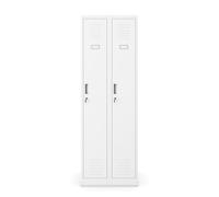 Jan Nowak Armoire Vestiaire Metallique 2B1AS Casier en Métal 2 Compartiments cloison Revêtement en Poudre 180 cm x 60 cm x 50 cm Blanc