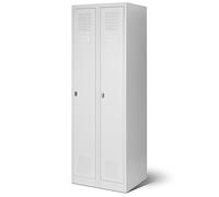 Jan Nowak Armoire Vestiaire Metallique 2B1AS Casier en Métal 2 Compartiments cloison Revêtement en Poudre 180 cm x 60 cm x 50 cm (Gris)