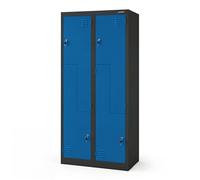 Jan Nowak Armoire Vestiaire Métallique Type L, 4 Compartiments, Casier Personnel avec Serrure, Armoire Bureau pour Vêtements Travail, Tringles, Aération, Charge 30 kg, 185 x 80 x 40 cm