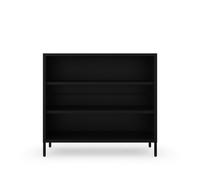 Jan Nowak Bibliothèque basse à 3 niveaux Luca Étagère de rangement Étagère sur pied 2 étagères réglables Métal Salon, 100 x 90 x 35 cm, Noir