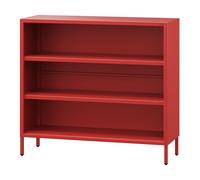 Jan Nowak Bibliotheque Basse en Métal - LUCA | 2 Étagères Réglables | Meuble Rangement Enfant, Chambre, Salon, Style Industrie, Petite Bliothèque | 100 x 90 x 35 cm | Rouge