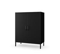 Jan Nowak Buffet Métal, Armoire de Rangement 2 Portes - VITO 2 Étagères Réglables, Fermeture Magnétique Silencieuse Meubles de Salon, Style Industriel 80 x 101,5 x 40 cm Noir