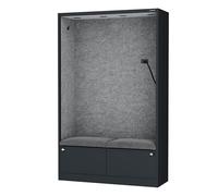 Jan Nowak Cabine Acoustique Bureau insonorisée pour Deux Personnes avec assises Cabine de réunion compacte Open Space 185x115x40 cm Panneaux acoustiques Pet NRC 0,8