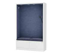 Jan Nowak Cabine Acoustique Bureau insonorisée pour Deux Personnes avec assises Cabine de réunion compacte Open Space 185x115x40 cm Panneaux acoustiques Pet NRC 0,8