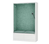 Jan Nowak Cabine Acoustique Bureau insonorisée pour Deux Personnes avec assises Cabine de réunion compacte Open Space 185x115x40 cm Panneaux acoustiques Pet NRC 0,8