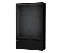 Jan Nowak Cabine Acoustique Bureau insonorisée pour Deux Personnes avec assises Cabine de réunion compacte Open Space 185x115x40 cm Panneaux acoustiques Pet NRC 0,8