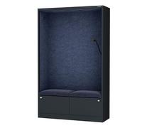 Jan Nowak Cabine Acoustique Bureau insonorisée pour Deux Personnes avec assises Cabine de réunion compacte Open Space 185x115x40 cm Panneaux acoustiques Pet NRC 0,8