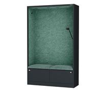 Jan Nowak Cabine Acoustique Bureau insonorisée pour Deux Personnes avec assises Cabine de réunion compacte Open Space 185x115x40 cm Panneaux acoustiques Pet NRC 0,8