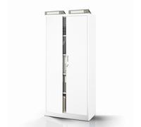 Jan Nowak Casier métallique Compact avec Porte et Serrure 4 étagères réglables en Hauteur Construction Robuste en Acier 1750 mm x 400 mm Couleur Blanc Compatible avec l'accessoire Compact